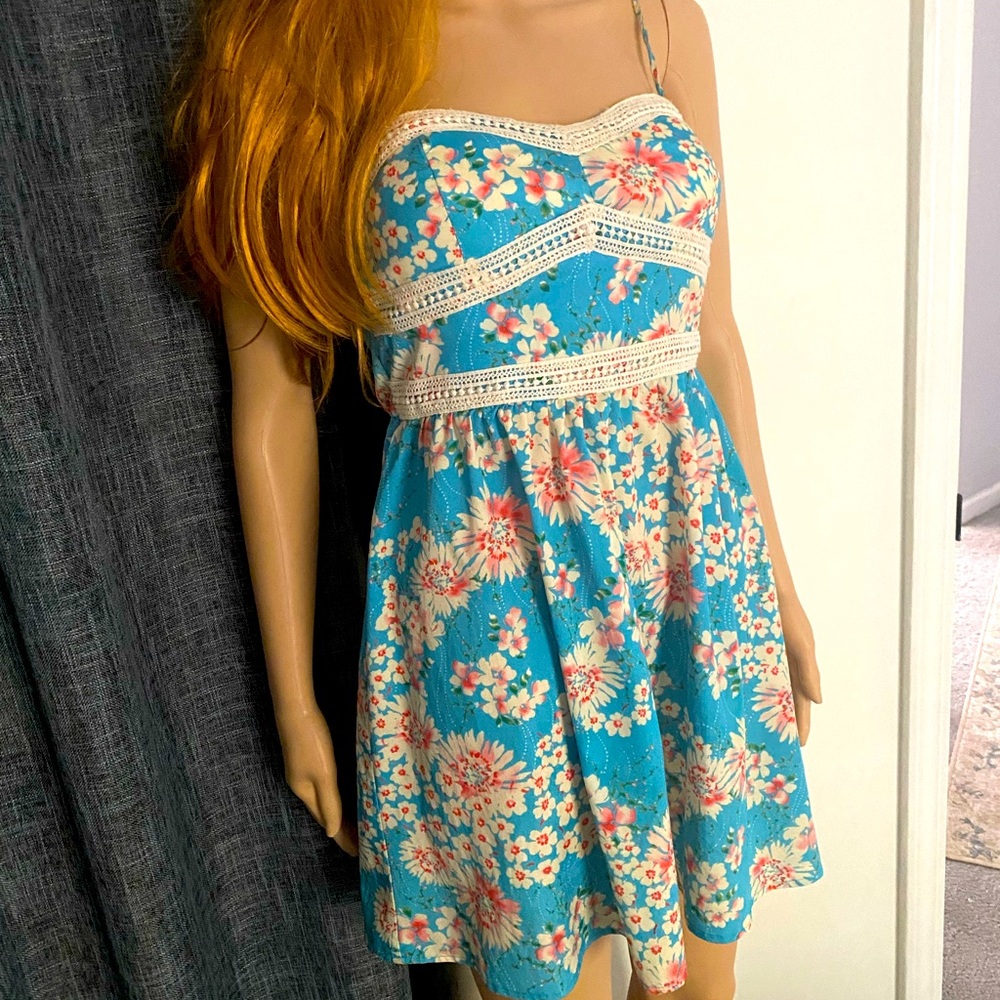 Three Pink Hearts Floral Sundress~XS